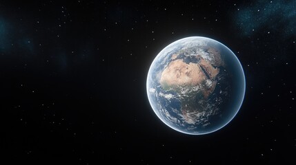 Obraz premium The depiction features a highly detailed Earth, suspended in space, with tranquil ocean waves and ominous storm clouds enhancing the atmosphere