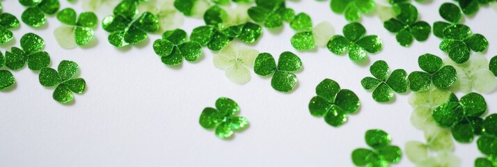 聖パトリックの日のキラキラ輝くシャムロックは、お祝いの休日の装飾やデザインのインスピレーションになります