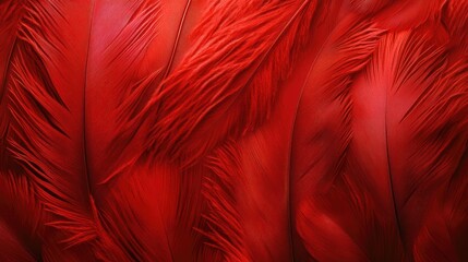 A vibrant red feather backdrop creates a striking and attention grabbing visual appeal