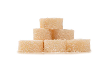 Coconut candy roll isolated on a white background.