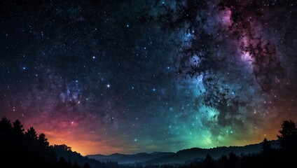 Fototapeta premium Beautiful fantasy starry night sky with a colorful galaxy.