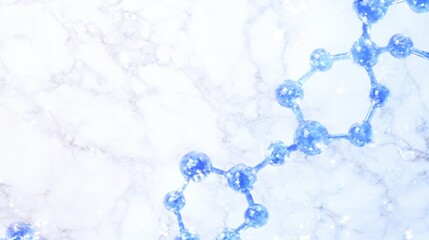 科学的および教育的デザインのための大理石の背景上の分子構造