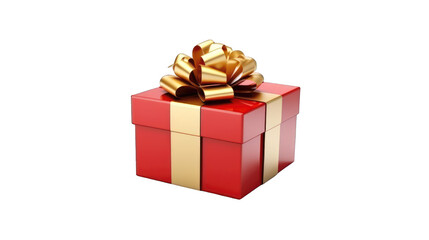 Fototapeta premium A red gift box with a golden ribbon and bow, symbolizing celebra