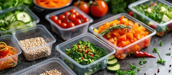 Various Vegetables In Takeaway Containers