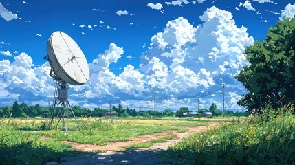 Satellite Dish in Rural Landscape