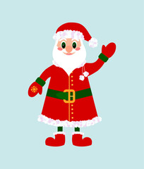 Cute cartoon Santa Claus New Year and Christmas picture for children