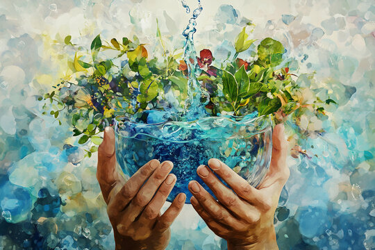 abstract illustration art for the world water day, for water crisis solutions awareness and conservation tips