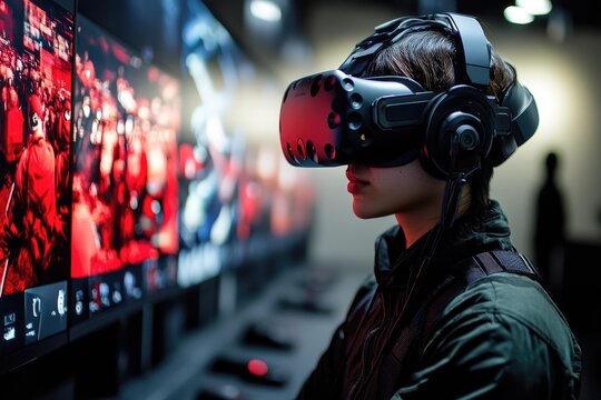 Soldier using virtual reality simulator for training and controls futuristic robotic arm - Powered by Adobe