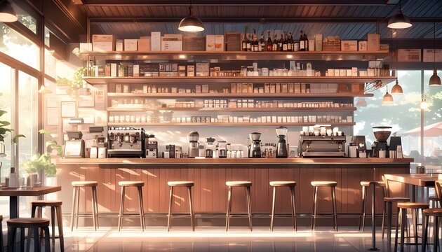 Inviting atmosphere of a trendy coffee shop with soft-focused interior, perfect for capturing cozy café vibes and ambiance visuals