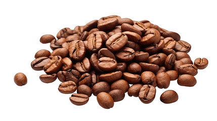 Naklejka premium A pile of roasted coffee beans, showcasing their rich texture an