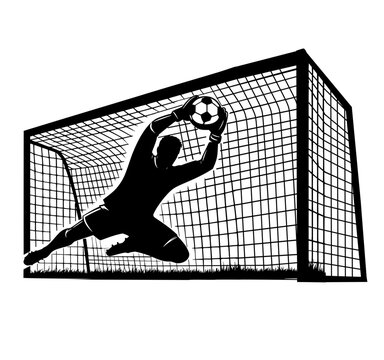 silhouette soccer goalkeeper diving save clip art preview