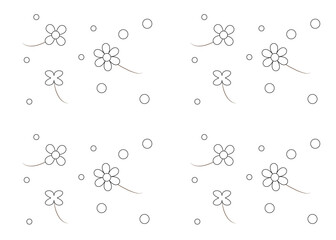 flowers pattern and circle on a white background. texture on line art style. 