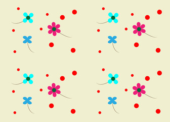 flowers pattern and circle ornament style on a yellow background.