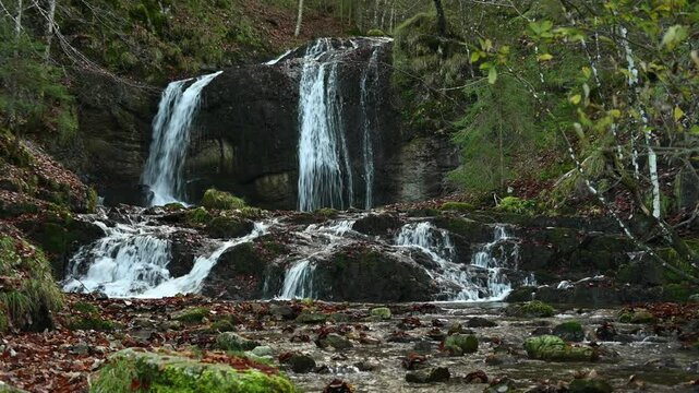 Cascading waterfalls in an autumn forest, Josephsthaler Wasserf&auml;lle