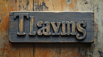 Vintage Wooden Letterpress Block with the Word "Tl'avms"