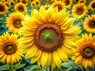 Obraz premium Beautiful Close-Up of Yellow Sunflowers in Full Bloom