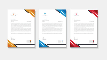 corporate modern letterhead design template with yellow, blue, green, and red colors. creative modern letterhead design template for your project. letter head, letterhead, business letter head design.