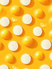 Pill Bubbles on Yellow Background