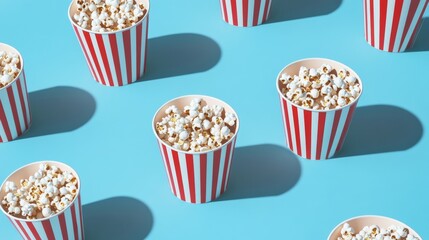 popcorn cups on blue background