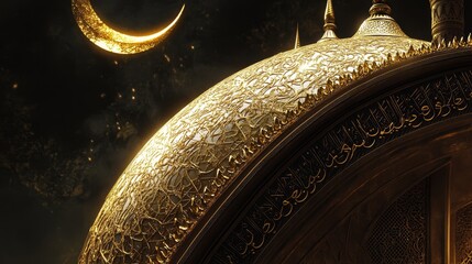 Intricate Golden Dome with Crescent Moon