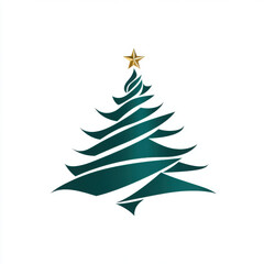 Obraz premium Simple logo for Christmas tree. Fir tree with star. Modern illustration. White background.