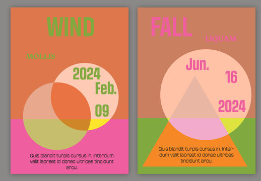 Flyer A4 Template with Simple Overlapping Geometrical Shapes Flat Color