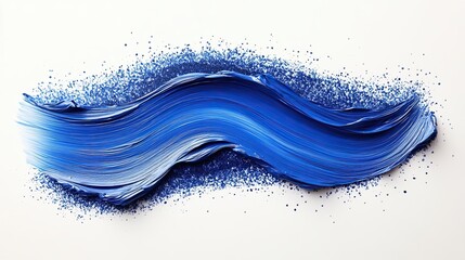 Large horizontal stroke of cobalt blue, made with oil paints on white canvas. Textured surface and...