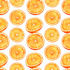 Obraz premium Watercolor Mandarin Seamless Pattern, Aquarelle Tangerine Fruit, Creative Watercolor Orange Tile