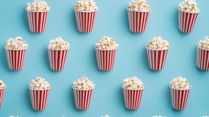 popcorn cups on blue background