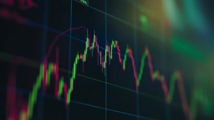 Abstract Financial Chart with Candlestick Pattern and Trend Lines