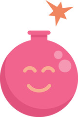 Obraz premium Cartoon illustration of a pink bomb smiling with a lit fuse about to explode, isolated on a white background
