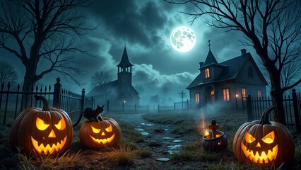 Mystic Moonlight: A Haunted Halloween Landscape