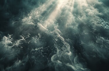 Abstract White Smoke Swirling In Dark Blue Atmosphere