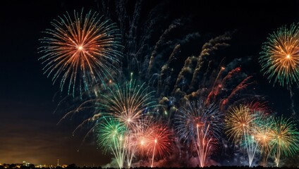 Obraz premium Colorful fireworks in the night sky