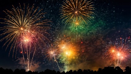 Colorful fireworks in the night sky