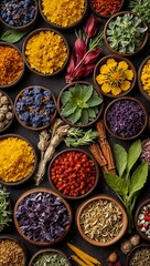 Colorful Herbal Ingredients for Natural Remedies