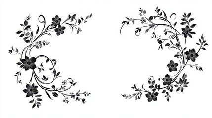 Elegant Black Floral Corner Design for Decorative Purposes