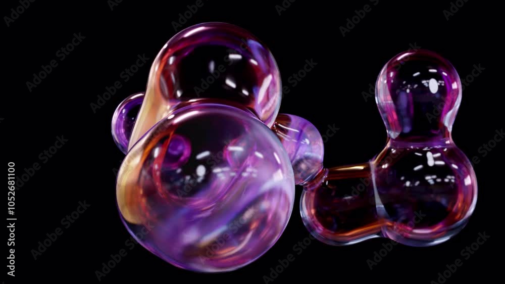 Aufkleber a metaball animation with liquid blobs. 3d abstract spectrum metaballs on a black background. 4k ult