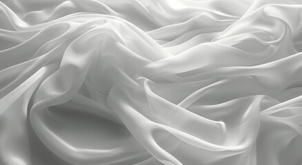 Obraz premium White Sheer Fabric Draped and Folded in Soft Waves