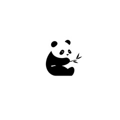 Obraz premium Cute Panda Bear Eating Bamboo