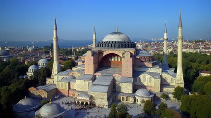 Aerial View of Hagia Sophia in Istanbul, Turkey