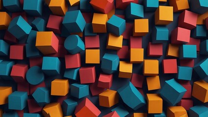 Creative 3D geometric shapes in vibrant colors