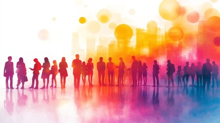 Fototapeta premium Watercolor Illustration of Recruitment Process in Silhouette