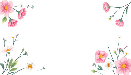 Floral and flower frame divider illustration isolated with white highlights, png
