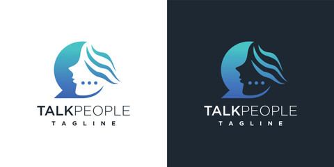 Chat bubble family people logo design template. People and chat bubble logo icon.