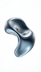 Fototapeta premium 3d render of chrome abstract liquid shape isolated with white highlights, png