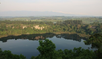 Fototapeta premium Early morning view over Lake Kyaninga, Uganda, Africa.