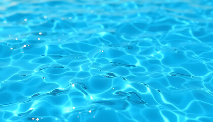 Obraz premium Blue water with ripples on the surface. Defocus blurred transparent blue colored clear calm water surface texture with splashes and bubbles. Water waves with shining pattern texture background isola
