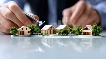 A businessman in a suit uses a tablet to illustrate a rising growth graph, indicating success in a corporate setting