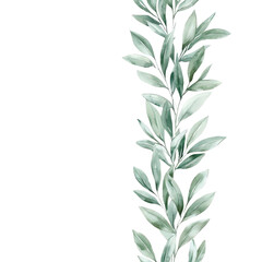 Watercolor Greenery Branch Border